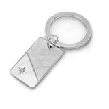 Rhodium Finish Tu-Tone Key Ring W/.005 pt Diamond