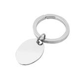 Rhodium Finish Polished Oval Key Ring