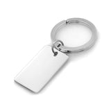 Rhodium Finish Plain Polished Rectangle Key Ring