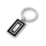 Rhodium Finish Black & Grey Lacquer Key Ring