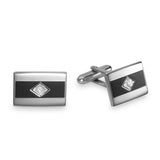 Diamond Chip Rhodium Finsh & Black Epoxy Cufflinks