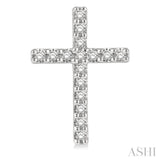 1/10 Ctw Cross Round Cut Diamond Petite Fashion Earrings in 14K White Gold