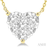 1 Ctw Lovebright Diamond Heart Necklace in 14K Yellow and White Gold