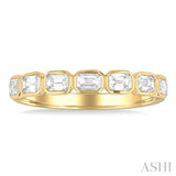 3/4 Ctw East-West Emerald Cut Bezel Diamond Fashion Band in 14K Yellow Gold