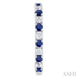 1.80 MM Round Shape Sapphire and 1/4 Ctw Round Cut Diamond Precious Hoop Earring in 10K White Gold