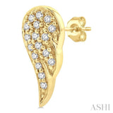 1/10 Ctw Petite Angel Wings Round Cut Diamond Fashion Stud Earrings in 10K Yellow Gold