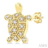 1/6 Ctw Petite Turtle Round Cut Diamond Fashion Stud Earrings in 10K Yellow Gold