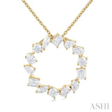 1 Ctw Circle Multi-Cut Diamond Fashion Pendant With Chain in 14K Yellow Gold