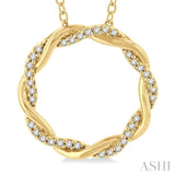 1/10 ctw Entwined Circle Round Cut Diamond Geometric Fashion Pendant With Chain in 10K Yellow Gold