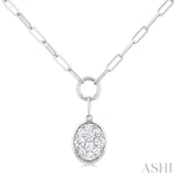 1/4 ctw Lovebright Oval Shape Round Cut Diamond Paper Clip Necklace in 14K White Gold