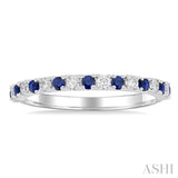 1/4 ctw Petite 1.80 MM Sapphire and Round Cut Diamond Precious Stack Band in 10K White Gold