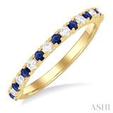 1/4 ctw Petite 1.80 MM Sapphire and Round Cut Diamond Precious Stack Band in 10K Yellow Gold