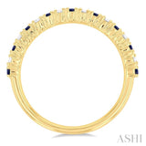 1/4 ctw Petite 1.80 MM Sapphire and Round Cut Diamond Precious Stack Band in 10K Yellow Gold