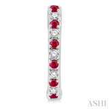 1/10 ctw Petite 1.35 MM Ruby and Round Cut Diamond Precious Fashion Huggies in 10K White Gold