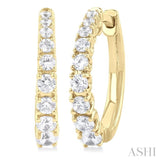 3/4 ctw Graduated Round Cut Diamond Fashion Hoop Earrings in 14K Yellow Gold