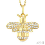 1/6 ctw Petite Bumble Bee Round Cut Diamond Fashion Pendant With Chain in 10K Yellow Gold