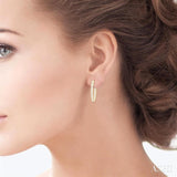 1 1/2 Ctw French Pave Set Round Cut Diamond Fashion Half Hoop Earrings in 14K Yellow Gold