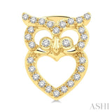 1/6 ctw Petite Owl Round Cut Diamond Fashion Stud Earring in 10K Yellow Gold