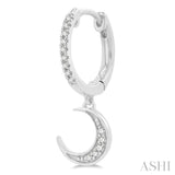 1/6 ctw Petite Celestial Crescent & Star Round Cut Diamond Fashion Huggies in 10K White Gold