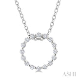 1/10 Ctw Circle Round Cut Diamond Pendant With Chain in Sterling Silver