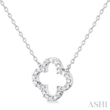 1/8 Ctw Petite Clover Round Cut Diamond Fashion Pendant With Chain in 10K White Gold