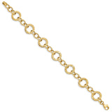 14k Polished and Textured Fancy Link Bracelet