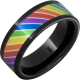 Black Diamond Ceramic™ Ring with Rainbow Inlay
