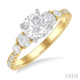 1/2 ctw Oval and Round Cut Diamond Semi-Mount Engagement Ring in 14K Yellow and White Gold