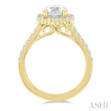 3/4 Ctw Scalloped Hexagon Centerpiece Circular Shape Round Cut Diamond Semi Mount Engagement Ring in 14K Yellow Gold