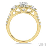 5/8 Ctw Pear Shape Past, Present & Future Round Cut Diamond Semi Mount Engagement Ring in 14K Yellow and White Gold