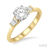 1/5 Ctw Round Shape Baguette Diamond Semi-Mount Engagement Ring in 14K Yellow and White Gold