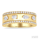 5/8 ctw Mixed Shape Cut Diamond Fashion Wide Band in 14K Yellow Gold