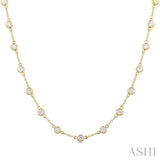 3 ctw Bezel Set Round Cut Diamond Station Necklace in 14K Yellow Gold