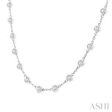 4 Ctw Bezel Set Round Cut Diamond Station Necklace in 14K White Gold