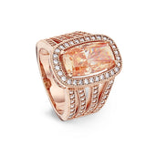 Rose Gold Finish Sterling Silver Micropave Ring with Light Champagne Colored Stone