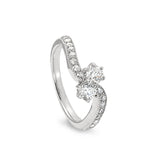 Platinum Finish Sterling Silver Micropave Twist Band Two Stone Ring  Two 120 Facet Simulated Daimon