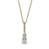 Gold finish sterling silver micropave three stone drop pendant with simulated diamonds 0n 18 chain
