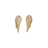 Gold finish sterling silver micropave angel wing earrings with simmulated diamonds