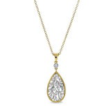 Gold and gold vermeil finish sterling silver micropave tear drop pendant with simulated diamonds on 18 cable chain