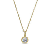 Gold vermeil sterling silver micropave drop bezel pendant with simulated diamonds on 16 - 18 adjustable cable chain