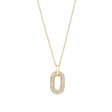 Gold vermeil finish sterling silver micropave open oval pendant with simulated  diamonds on 16 - 18 adjustable chain