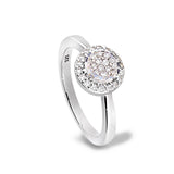 Platinum Finish Sterling Silver Micropave Round Ring with Simulated Diamonds