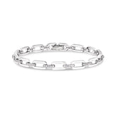 Platinum finish sterling silver micropave open links bracelet with simulated diamonds.  - 7.5