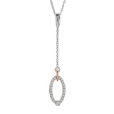 Gold vermeil and rose gold vermeil sterling silver pendant with simulated diamonds on 16 - 18 adjustable chain