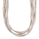 Rhodium Finish Sterling Silver Loosely Twisted Three Cable Necklace - Adjustable 16