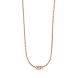 Rose Gold Finish Sterling Silver Corean Cable Necklace with a Barrell  - Adjustable 16