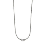 Rhodium Finish Sterling Silver Corean Cable Necklace with a Barrell  - Adjustable 16