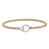 Gold Finish Sterling Silver Basketweave Cable Cuff  Bracelet  a Rhodium Finish Open Circle  and a C