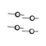 4-pc Sterling Silver 8mm Round MOP & Onyx Trim Stud Set