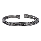 Black Rhodium Finished Sterling Silver Twisted Omega Cuff Bracelet